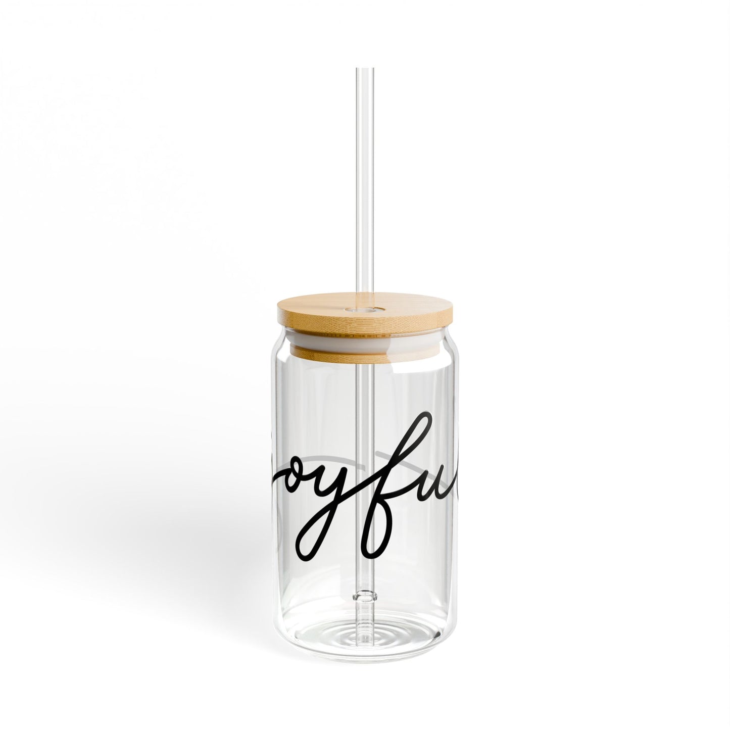 Joyful Glass Sipper, 16oz - Eco-Friendly Beverage Container, Motivational Drinkware, Perfect for Parties, Gifting, & Home