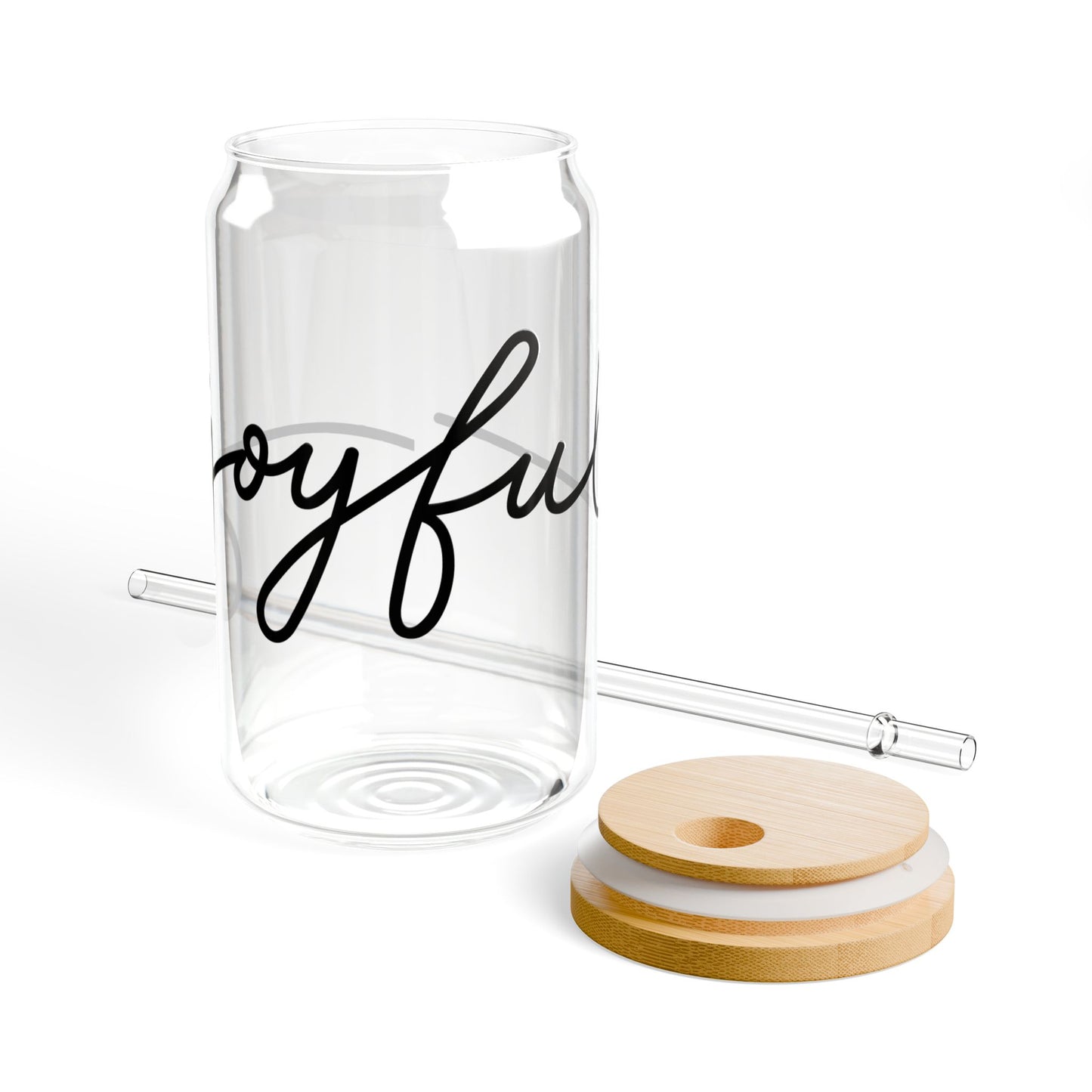 Joyful Glass Sipper, 16oz - Eco-Friendly Beverage Container, Motivational Drinkware, Perfect for Parties, Gifting, & Home