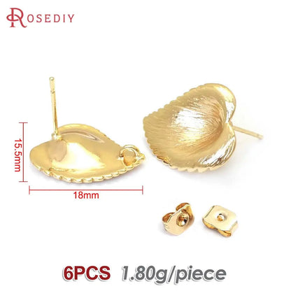 18K Gold Color Brass Lotus Leaf Tree Leaf Leaves Branch Stud Earrings Pins Earrings Jewelry Making Supplies Findings Accessories