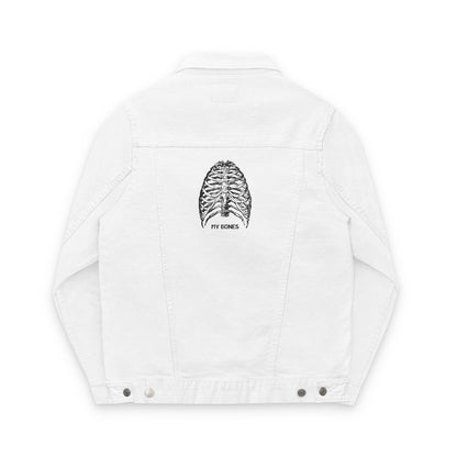 White Embroidered Denim Jacket - Bohemian Style, Unisex Gift, Casual Wear, Everyday Fashion, Eco-Friendly Apparel