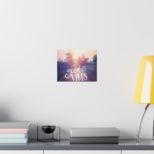 Good Vibes Matte Horizontal Poster, Inspirational Wall Art, Boho Decor, Motivational Print, Home Aesthetic Poster