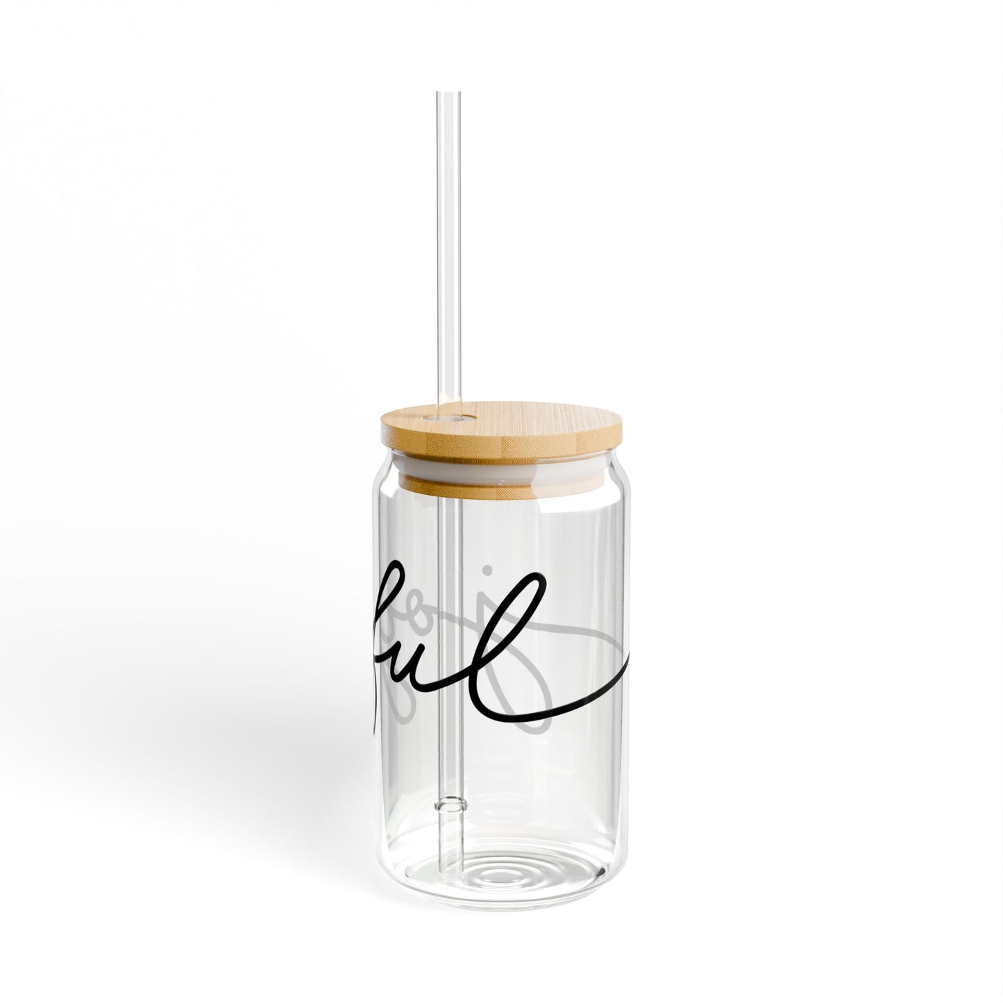 Joyful Glass Sipper, 16oz - Eco-Friendly Beverage Container, Motivational Drinkware, Perfect for Parties, Gifting, & Home