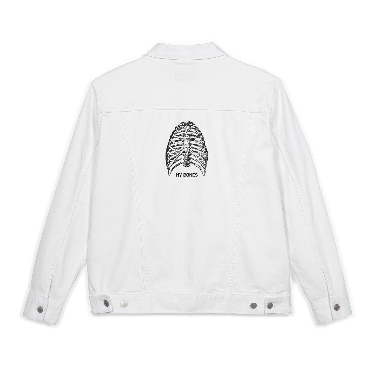 White Embroidered Denim Jacket - Bohemian Style, Unisex Gift, Casual Wear, Everyday Fashion, Eco-Friendly Apparel