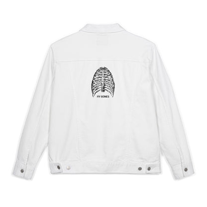 White Embroidered Denim Jacket - Bohemian Style, Unisex Gift, Casual Wear, Everyday Fashion, Eco-Friendly Apparel