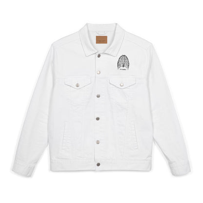White Embroidered Denim Jacket - Bohemian Style, Unisex Gift, Casual Wear, Everyday Fashion, Eco-Friendly Apparel