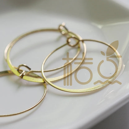 Premium Plated Solid Brass Round Hammered Earring Finding - Earring Hook - Earring Hoop 25x0.7mm (4305C)