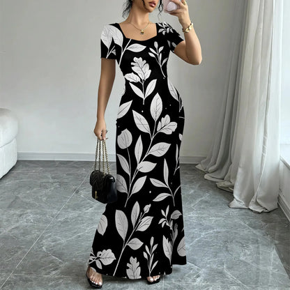 Women's Long Bodycon Dress - Summer Casual Short Sleeve Midi Club Party Fitted Tight Dresses