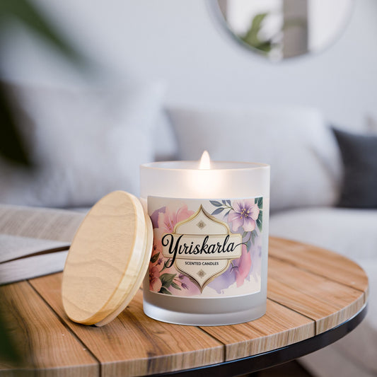Frosted Glass Candle with Floral Design, Scented Home Decor, Aromatherapy Gift, Eco-friendly Soy Wax Candle, Perfect for Relaxation, [...]