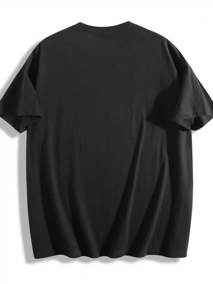 Plus Size Three Bunny Pattern Black Short Sleeve T-Shirt with Sunglasses Design Suitable for Outdoor Leisure Wear in Summer