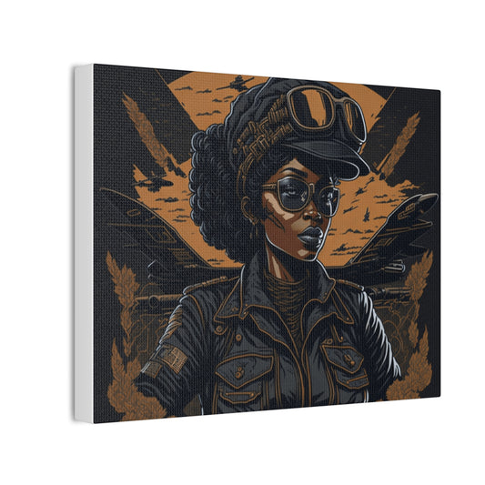 Canvas Wall Art, Bold Aviator Portrait, Inspirational Decor, Black History Tribute, Unique Home Office Gift, Aviation Lover's Art