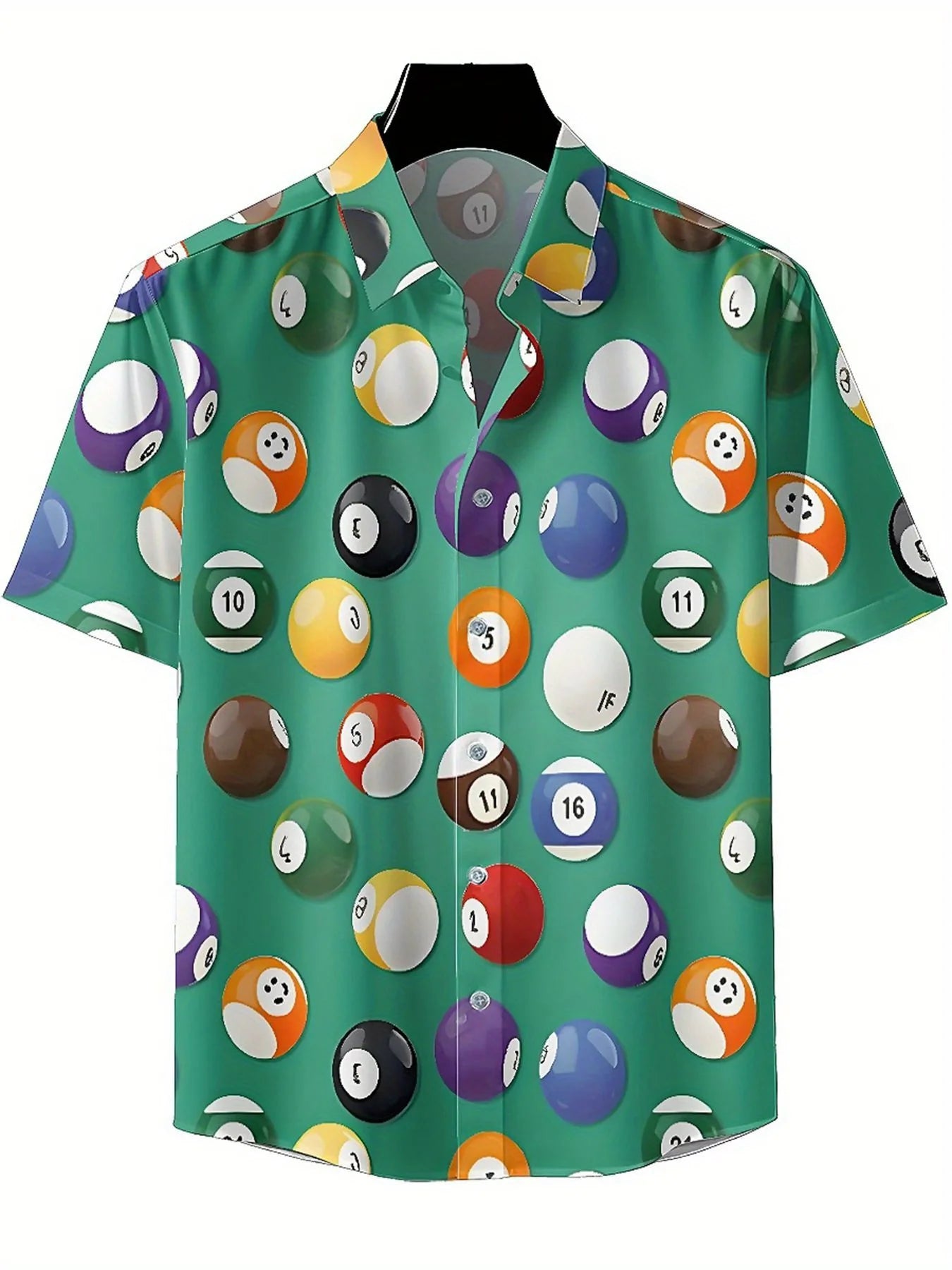 Men's Plus Size Hawaiian Shirts Classic Billiards Theme pattern, Button Up Shirts, Unisex Casual Clothing, Summer Tops