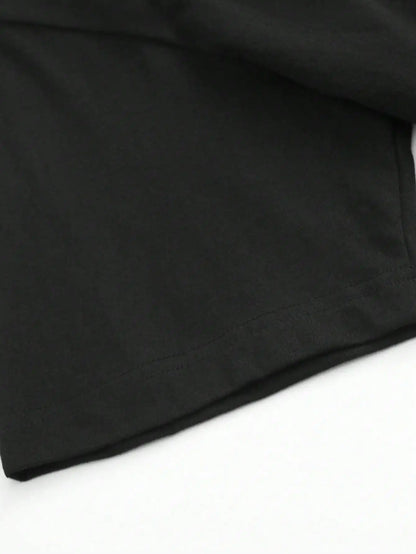 Plus Size Three Bunny Pattern Black Short Sleeve T-Shirt with Sunglasses Design Suitable for Outdoor Leisure Wear in Summer