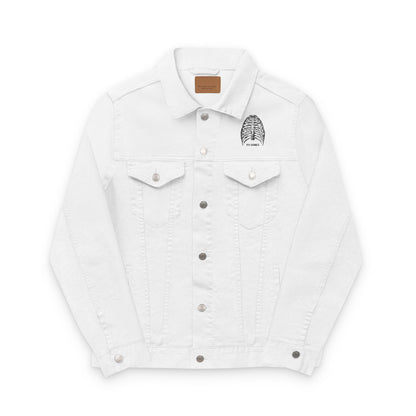 White Embroidered Denim Jacket - Bohemian Style, Unisex Gift, Casual Wear, Everyday Fashion, Eco-Friendly Apparel