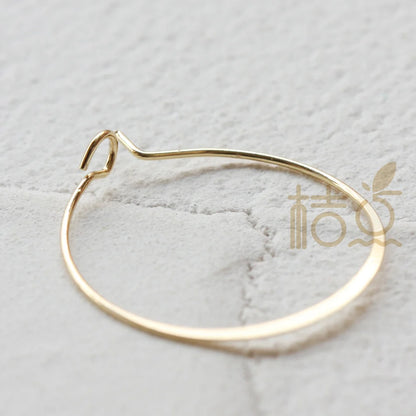 Premium Plated Solid Brass Round Hammered Earring Finding - Earring Hook - Earring Hoop 25x0.7mm (4305C)