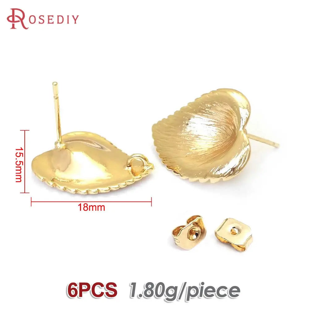 18K Gold Color Brass Lotus Leaf Tree Leaf Leaves Branch Stud Earrings Pins Earrings Jewelry Making Supplies Findings Accessories