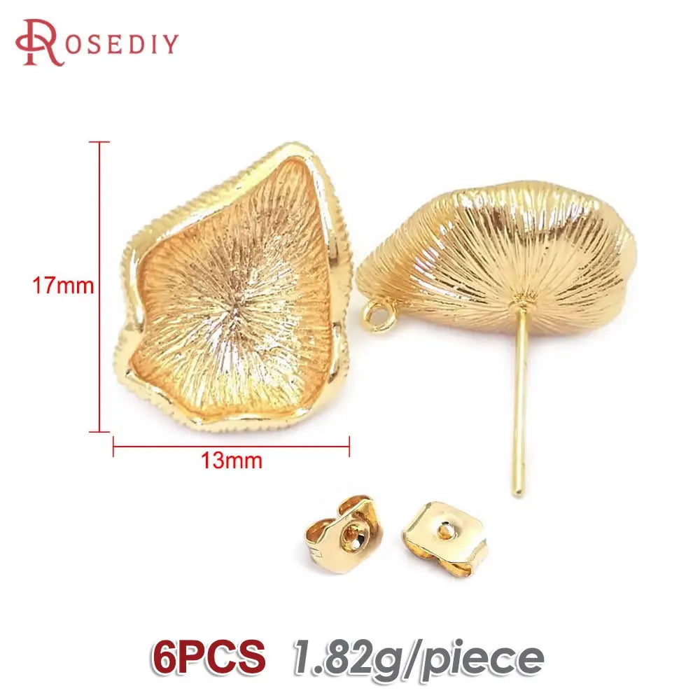18K Gold Color Brass Lotus Leaf Tree Leaf Leaves Branch Stud Earrings Pins Earrings Jewelry Making Supplies Findings Accessories