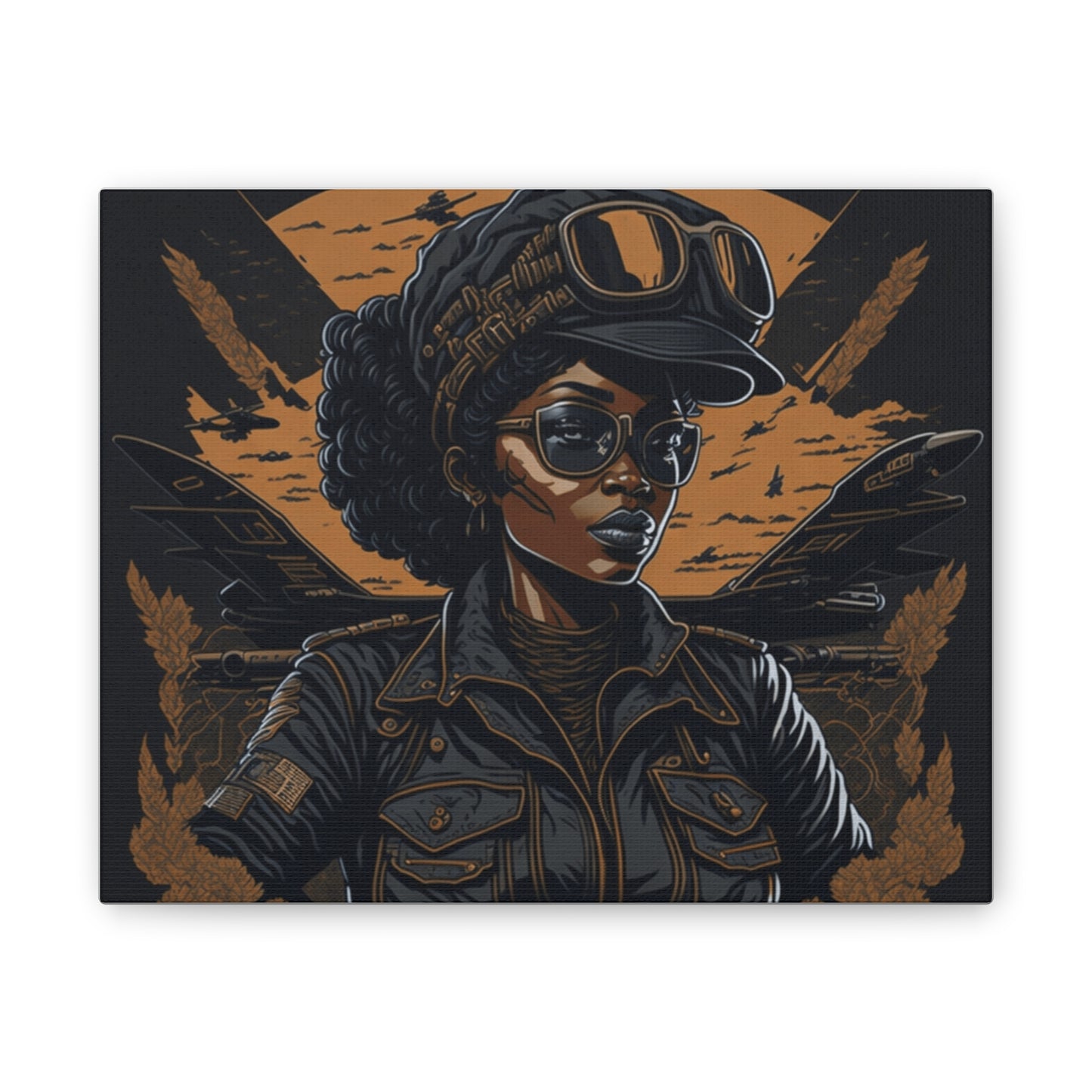 Canvas Wall Art, Bold Aviator Portrait, Inspirational Decor, Black History Tribute, Unique Home Office Gift, Aviation Lover's Art