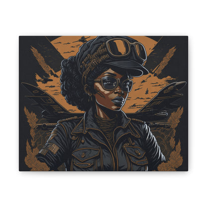 Canvas Wall Art, Bold Aviator Portrait, Inspirational Decor, Black History Tribute, Unique Home Office Gift, Aviation Lover's Art