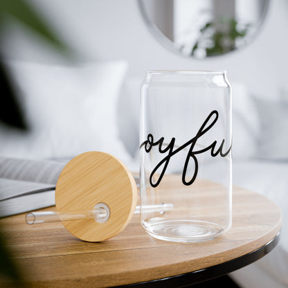 Joyful Glass Sipper, 16oz - Eco-Friendly Beverage Container, Motivational Drinkware, Perfect for Parties, Gifting, & Home