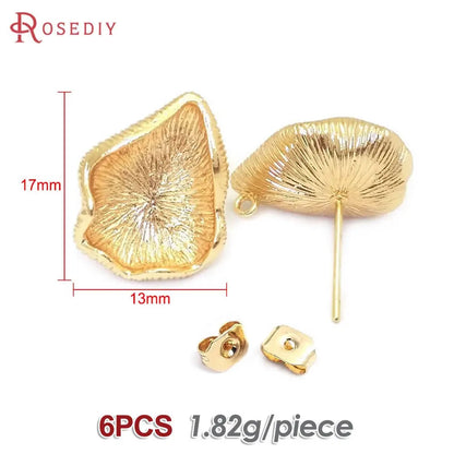 18K Gold Color Brass Lotus Leaf Tree Leaf Leaves Branch Stud Earrings Pins Earrings Jewelry Making Supplies Findings Accessories