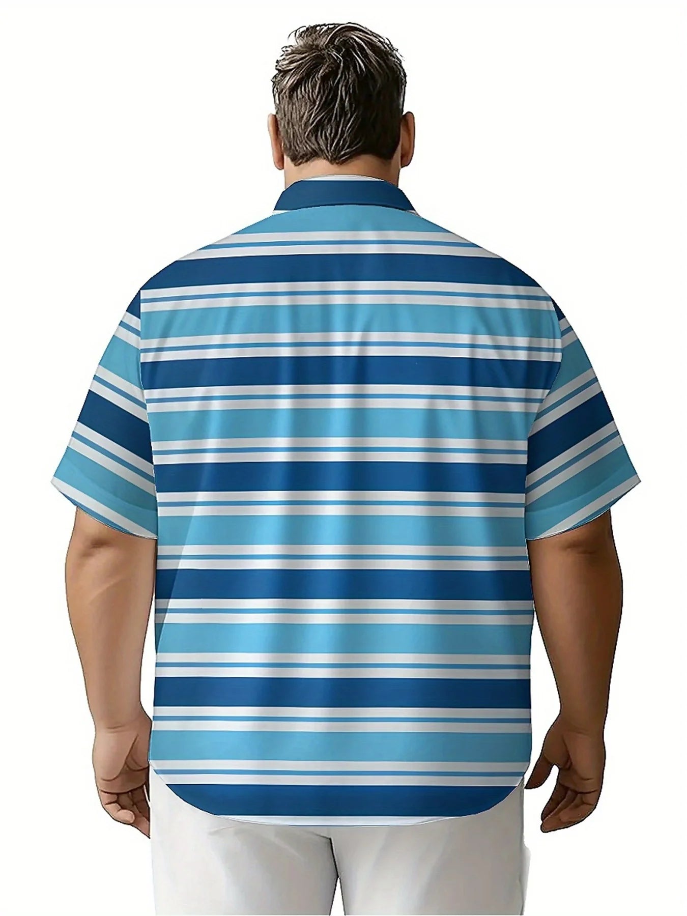 Men's Plus Size Hawaiian Shirts Blue Stripes Pattern,Unisex Baggy Aloha Shirts,summer Alternative Clothing