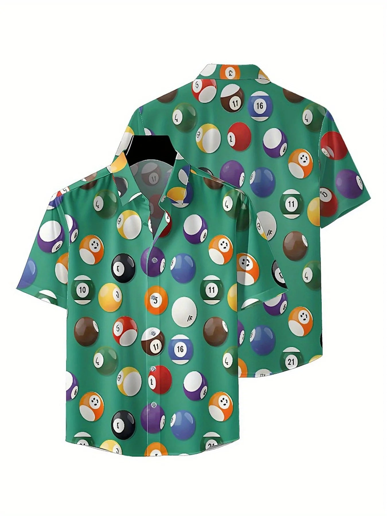 Men's Plus Size Hawaiian Shirts Classic Billiards Theme pattern, Button Up Shirts, Unisex Casual Clothing, Summer Tops