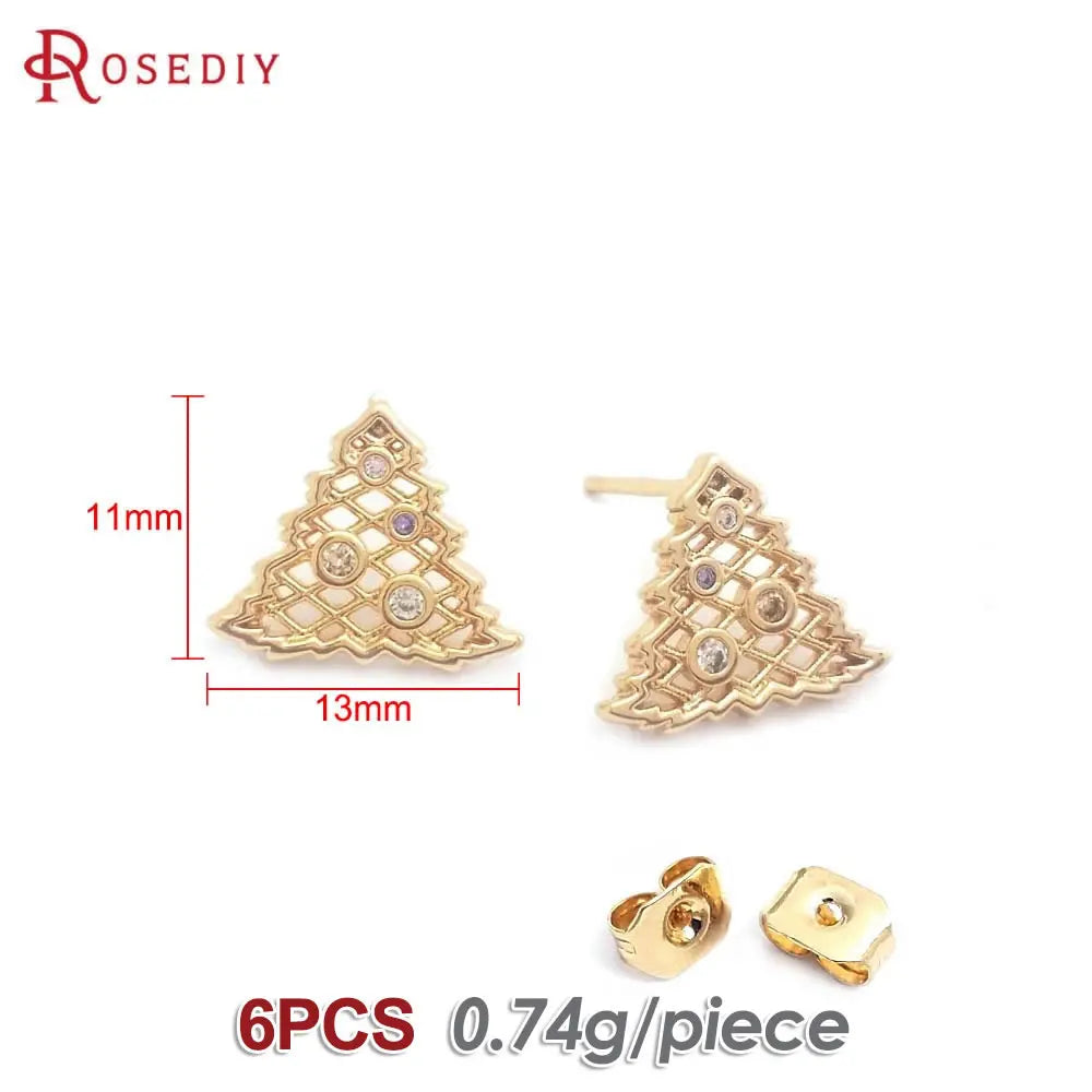 18K Gold Color Brass Lotus Leaf Tree Leaf Leaves Branch Stud Earrings Pins Earrings Jewelry Making Supplies Findings Accessories
