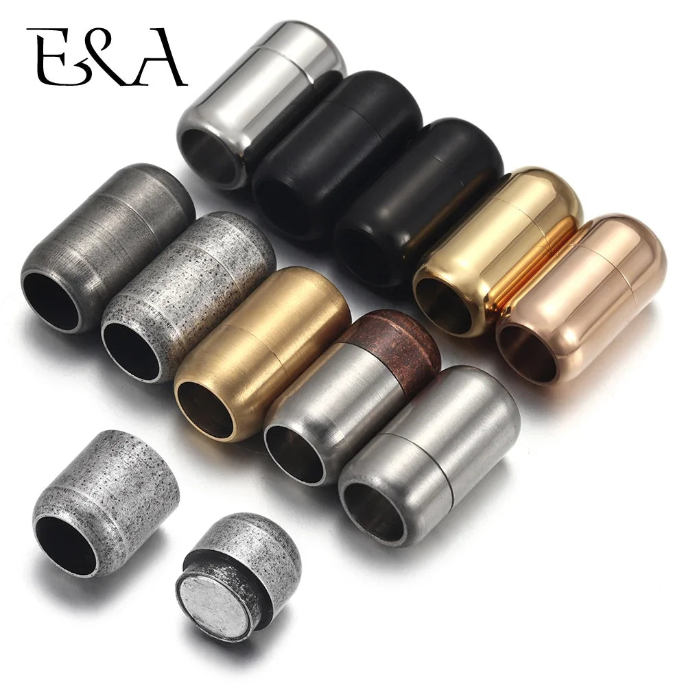 Stainless Steel 3mm-8mm Round Magnetic Clasps Leather Bracelet Magnet Lace Buckle Necklace DIY Jewelry Making Accessories
