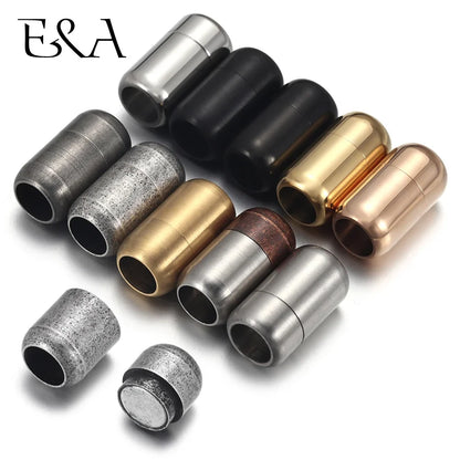 Stainless Steel 3mm-8mm Round Magnetic Clasps Leather Bracelet Magnet Lace Buckle Necklace DIY Jewelry Making Accessories