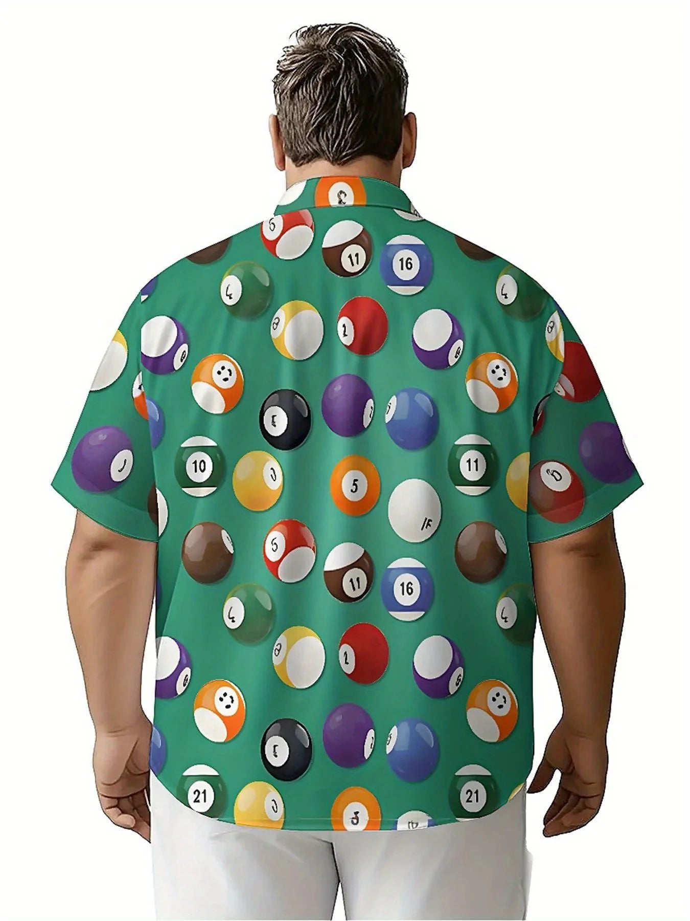 Men's Plus Size Hawaiian Shirts Classic Billiards Theme pattern, Button Up Shirts, Unisex Casual Clothing, Summer Tops